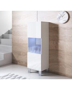 Vitrine modelo Luke V3 (40x138cm) cor branca com pés de alumínio