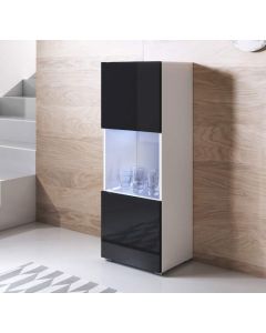 Vitrine modelo Luke V3 (40x128cm) cor branca e preta com pés standard