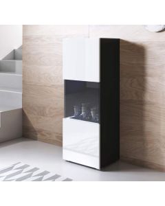 Vitrine modelo Luke V3 (40x128cm) cor preta e branca com pés standard