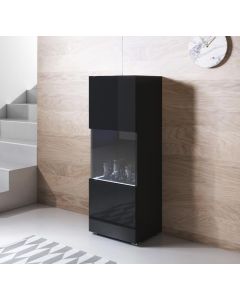Vitrine modelo Luke V3 (40x128cm) cor preta com pés standard