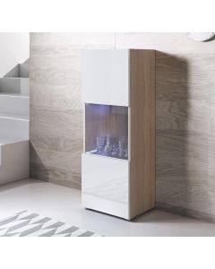 Vitrine modelo Luke V3 (40x128cm) cor sonoma e branca com pés standard