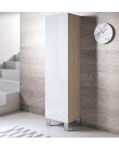 Armário modelo Luke V4 (40x177cm) cor sonoma e branca com pés de alumínio