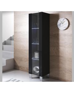 Vitrine modelo Luke V5 (40x177cm) cor preta com pés de alumínio