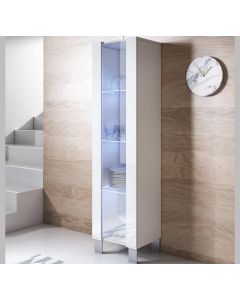Vitrine modelo Luke V5 (40x177cm) cor branca com pés de alumínio