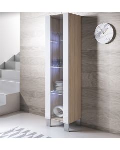 Vitrine modelo Luke V5 (40x177cm) cor sonoma e branca com pés de alumínio