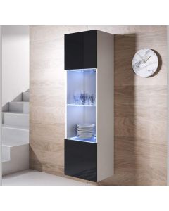 Vitrine suspensa modelo Luke V6 (40x165cm) cor branca e preta