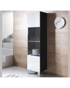 Vitrine modelo Luke V6 (40x177cm) cor preta e branca com pés de alumínio