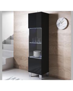 Vitrine modelo Luke V6 (40x177cm) cor preta com pés de alumínio