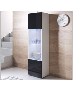 Vitrine modelo Luke V6 (40x167cm) cor branca e preta com pés standard