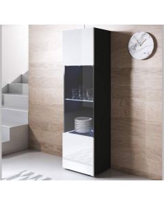 Vitrine modelo Luke V6 (40x167cm) cor preta e branca com pés standard