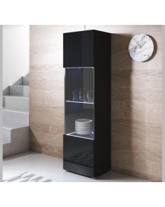Vitrine modelo Luke V6 (40x167cm) cor preta com pés standard