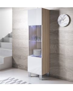 Vitrine modelo Luke V6 (40x177cm) cor sonoma e branca com pés de alumínio