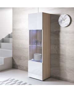 Vitrine suspensa modelo Luke V6 (40x165cm) cor sonoma e branca com pés standard