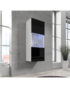 Vitrine suspensa modelo Nora V3 (40x126cm) cor branca e preta