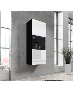Vitrine suspensa modelo Nora V3 (40x126cm) cor preta e branca
