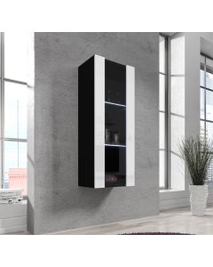 Vitrine suspensa modelo Nora V2 (40x126cm) cor preta e branca