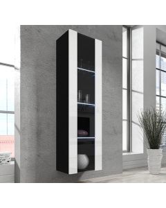 Vitrine suspensa modelo Nora V5 (40x170cm) cor preta e branca