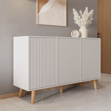 Aparador cor Branco 120 cm com portas caneladas Renzo