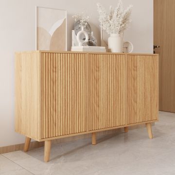 Aparador cor Carvalho Alba 120 cm com portas caneladas Renzo