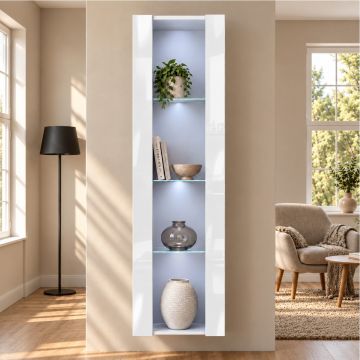 Vitrine suspensa modelo Nora V5 (40x170cm) cor branca