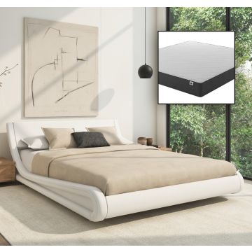 Cama Alessia cor branca (135x190cm) com colchão Texas