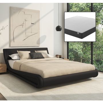 Cama Alessia cor preta (160x200cm) com colchão Texas