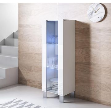 Vitrine modelo Luke V2 (40x138cm) cor branca com pés de alumínio