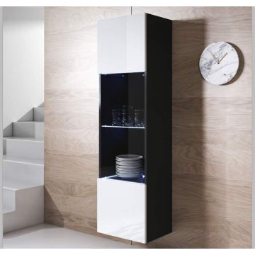 Vitrine suspensa modelo Luke V6 (40x165cm) cor preta e branca