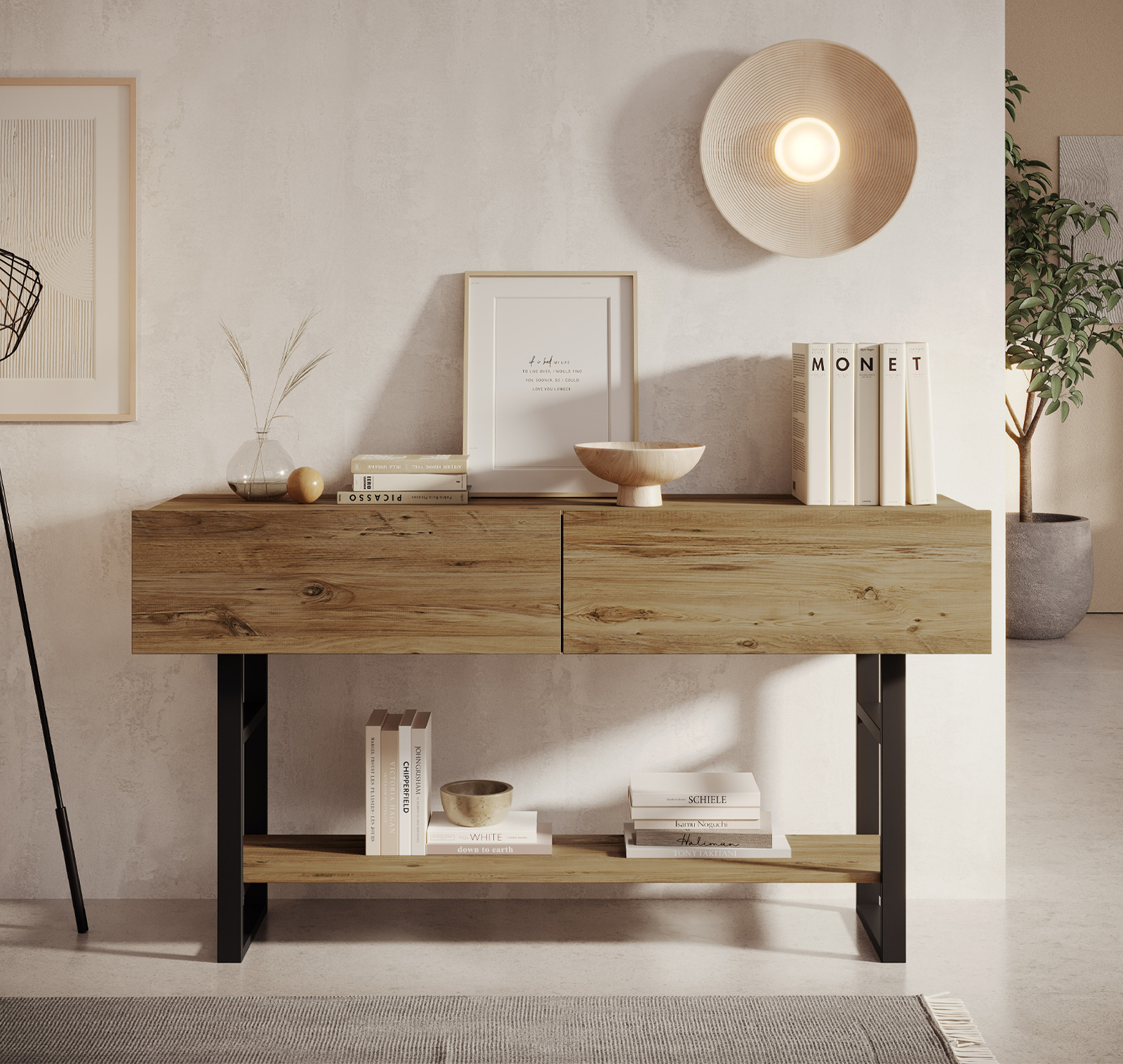 Móvel Consola de Entrada na cor pinho (139 cm)  - mod. Factory R1