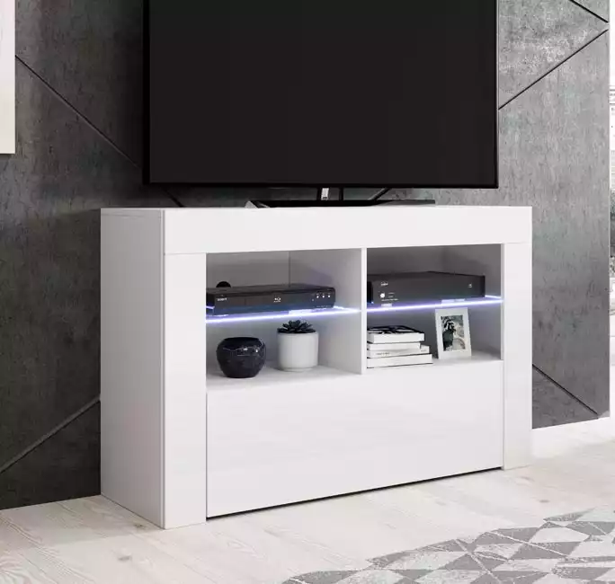 Móvel de TV modelo Lilian (100x65cm) cor branca com LED RGB